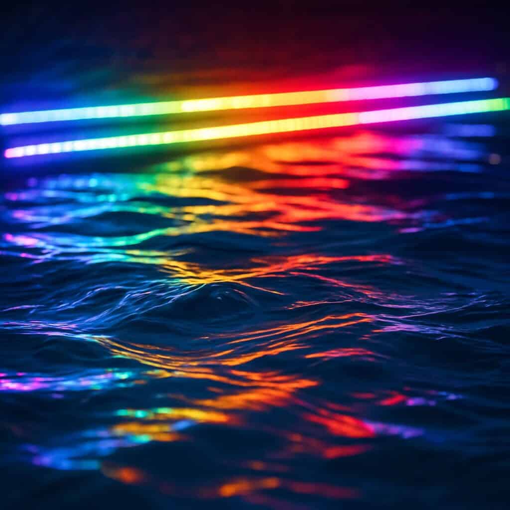 rgbw led water reflection closeup wead